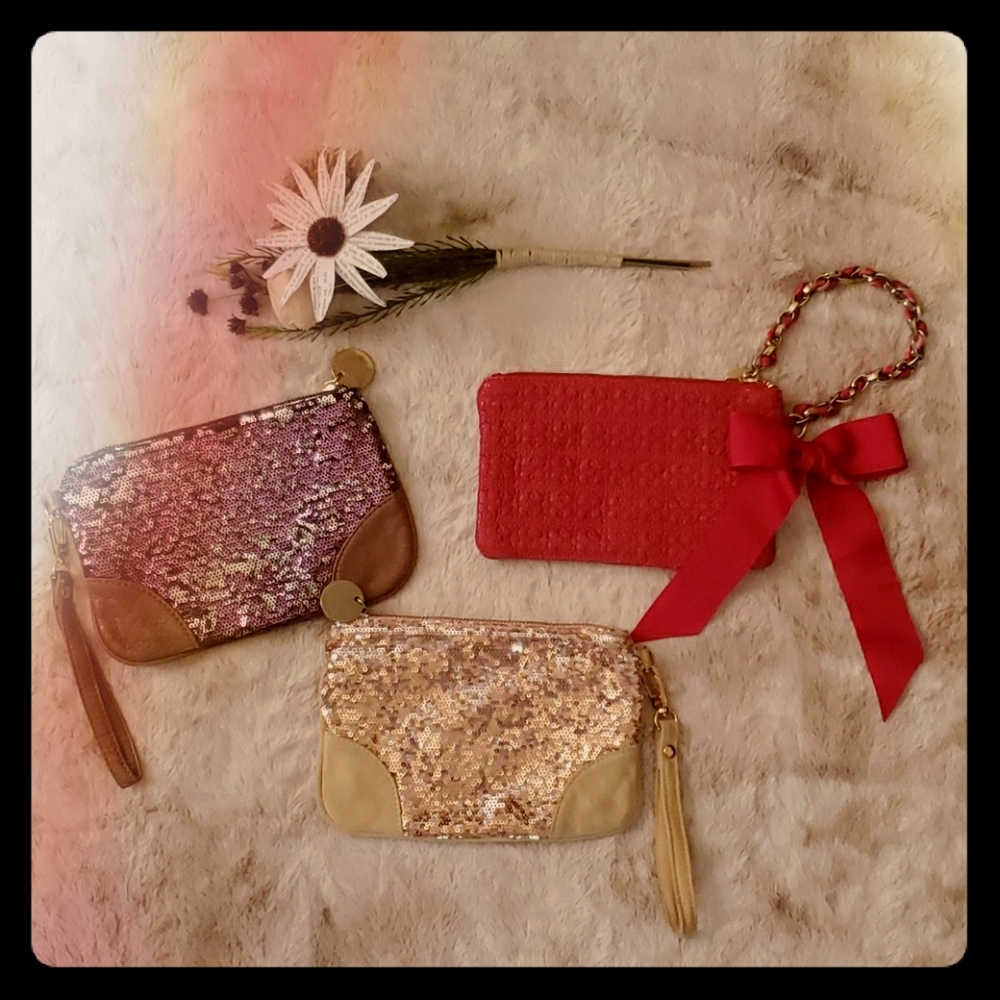 Bundle set Deux Lux sequin bow rose gold purple